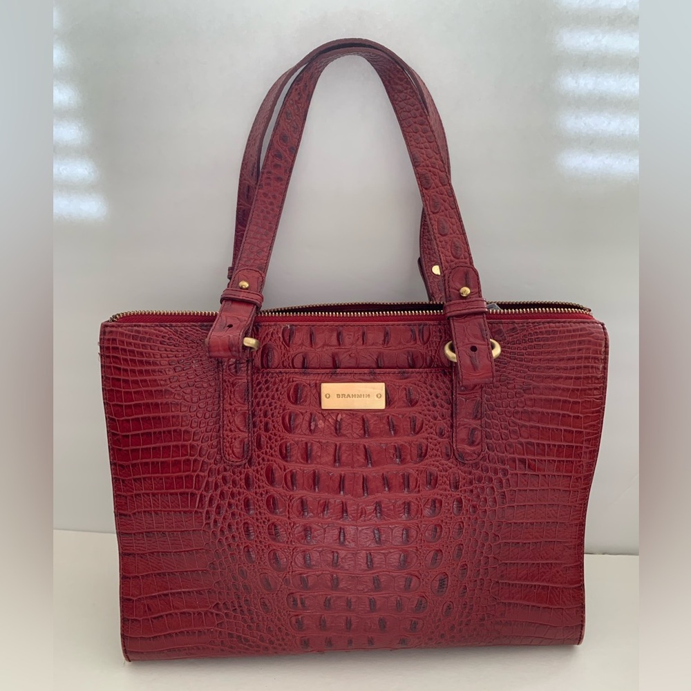 Brahmin Tote Style Handbag, Dark Red, Free Shipping